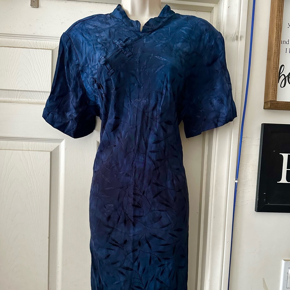 Japanese Style Navy Blue Dress Large